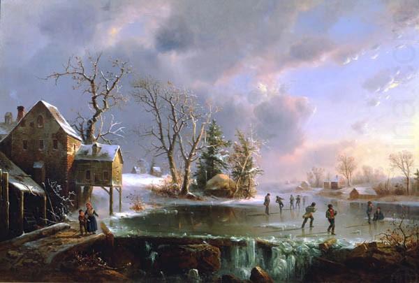 Skating by the Mill, Regis-Francois Gignoux